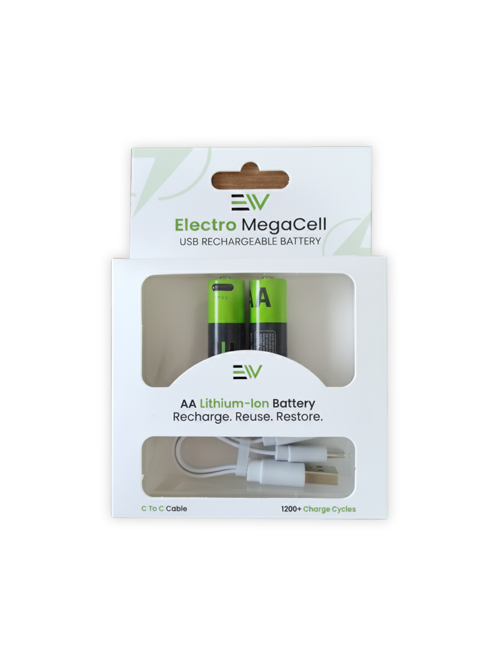 Electro MegaCell AA Battery with C to C Cable 2-Pack  - Black