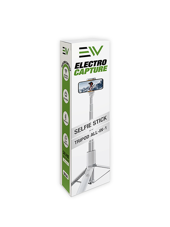 Electro Capture - 12.5 Inch Aluminium Alloy Selfie Stick - White