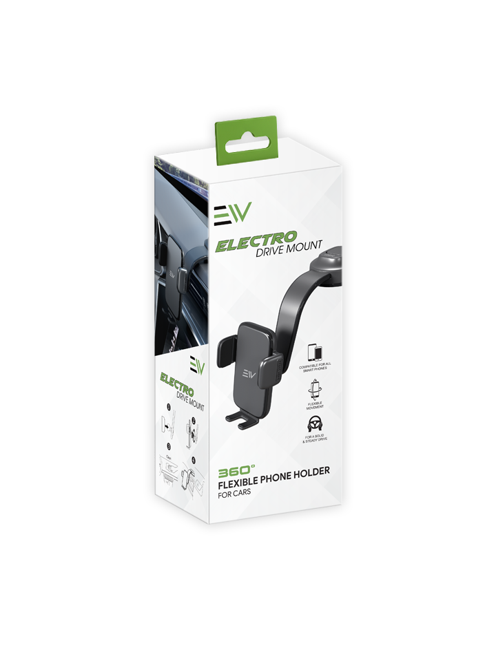 Electro - Drive Mount Flexible Phone Holder for Cars - Black