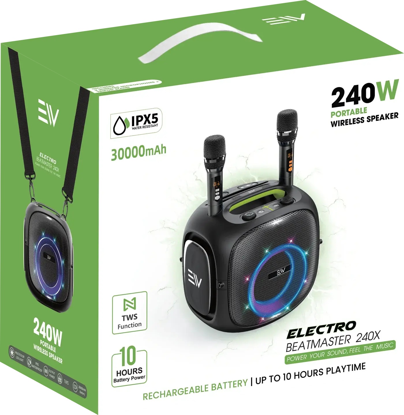Electro Beat Master Bluetooth Speaker 240W - Black/Green