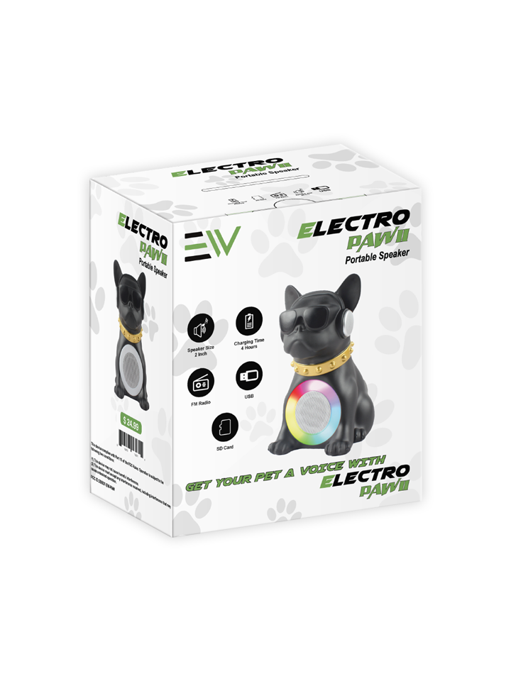 Electro Paw II - Dog Style Portal Bluetooth Speaker Medium - Black