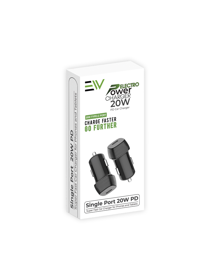 ElectroPower - 20W Single Port Car Charger - Black
