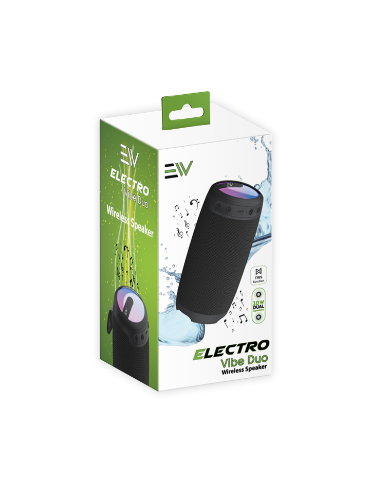 Electro Vibe Duo 10W Waterproof Bluetooth Speaker - Black